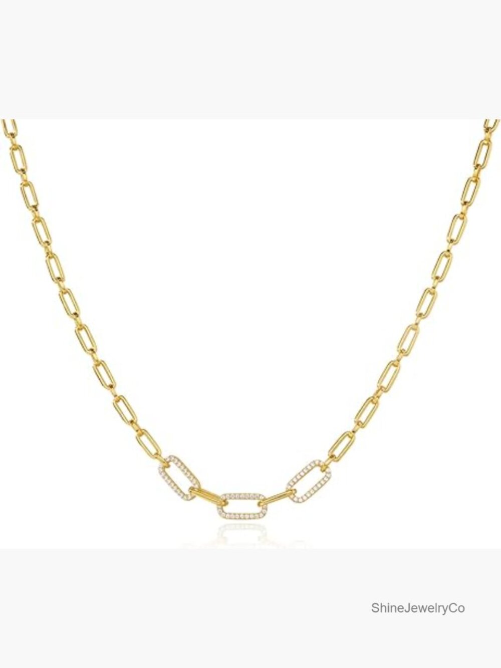 18K Gold Plated Paperclip Chain Choker Necklace Chunky Layering Jewelry